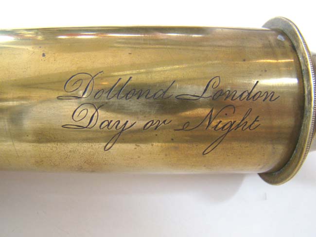 An English mahogany barreled single-draw Telescope signed "Dollond, London, Day or Night" circa 1825-1840 — image 2